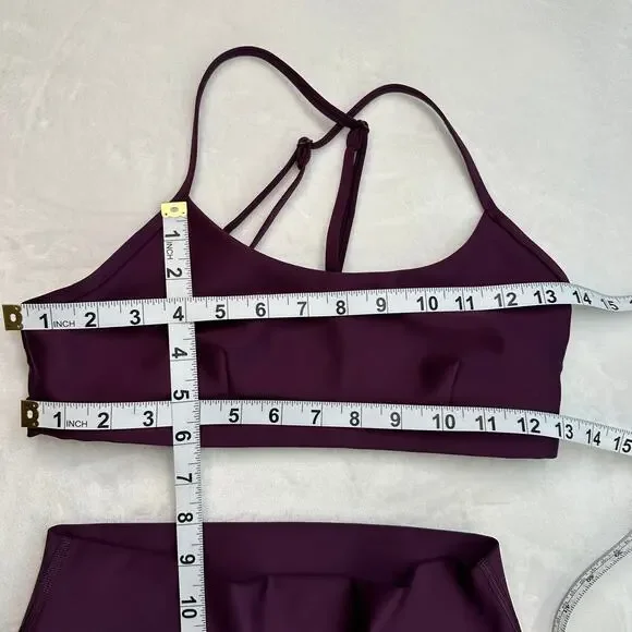 Alo Yoga Airlift Intrigue Bra + High-Waist Airlift Leggings Dark Plum Sz M Set - Picture 5 of 16